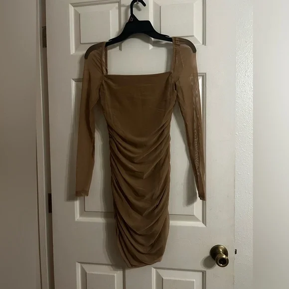 NWT Princess Polly Charvi Long Sleeve Mini Dress Beige - Picture 3 of 8